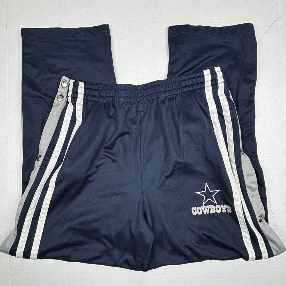 VTG Dallas Cowboys NFL Pro‎ Tuff Snap Tear Away Track Pants Large 14/16 Satin*
